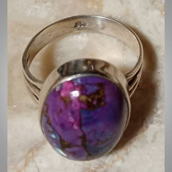 CLOSEOUT! š„AUTHENTIC Mohave Purple Turquoise sterling silver Ring sz 7  03 - Picture 3 of 5